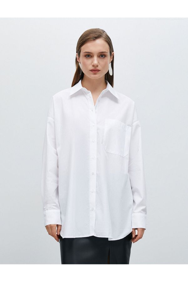 Koton Cotton Oversize Shirt with Pocket