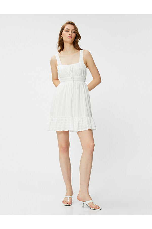 Koton Thick Strap Mini Dress with Cotton Bow Detail - Trend Zone
