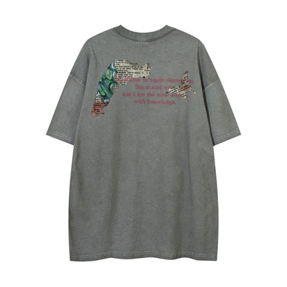 Top Washed-out Vintage Distressed High Street T-shirt