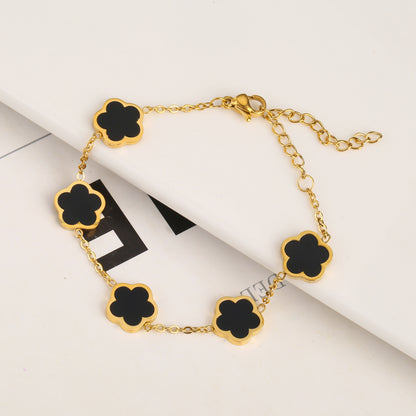 Five Leaf Petals Earring Bracelet Necklace Jewelry