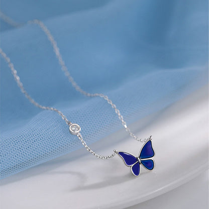 S925 Sliver Color-changed Butterfly Necklace