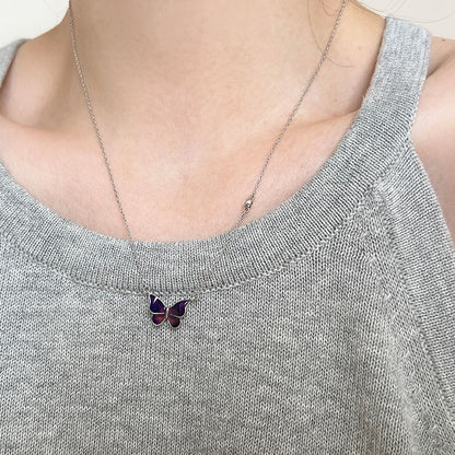 S925 Sliver Color-changed Butterfly Necklace