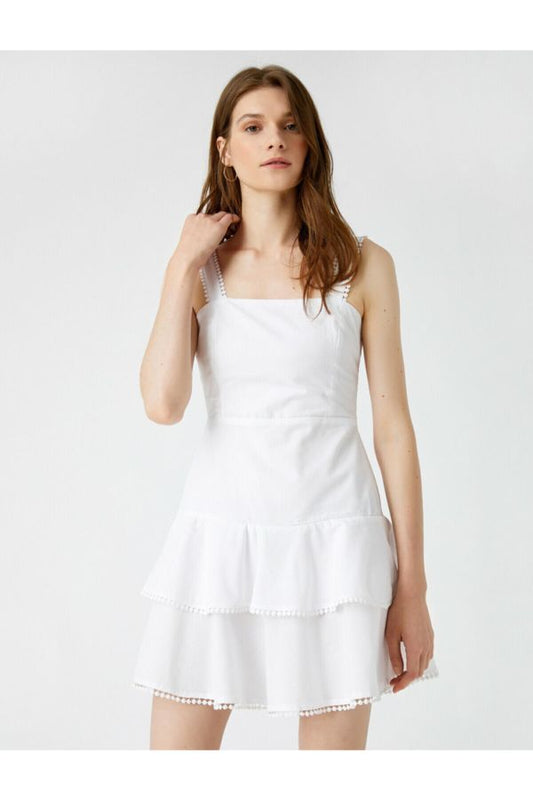 Koton Women's White Strappy Cotton Dress - Trend Zone