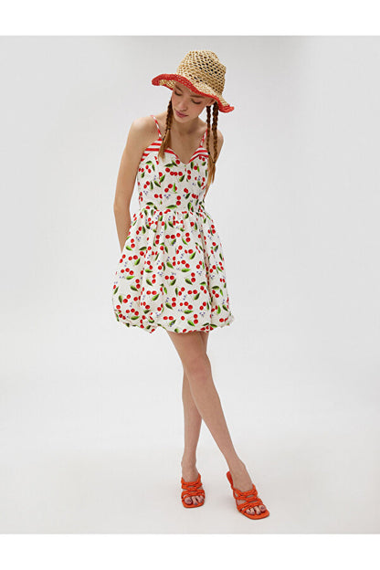 Koton Cherry Printed Lined Cotton Dress - Trend Zone