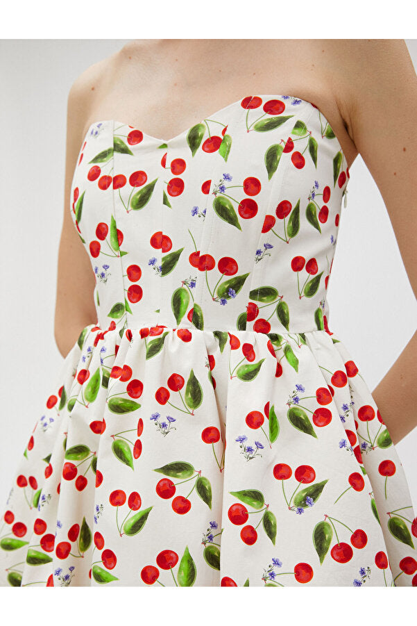 Koton Cherry Printed Lined Cotton Dress - Trend Zone
