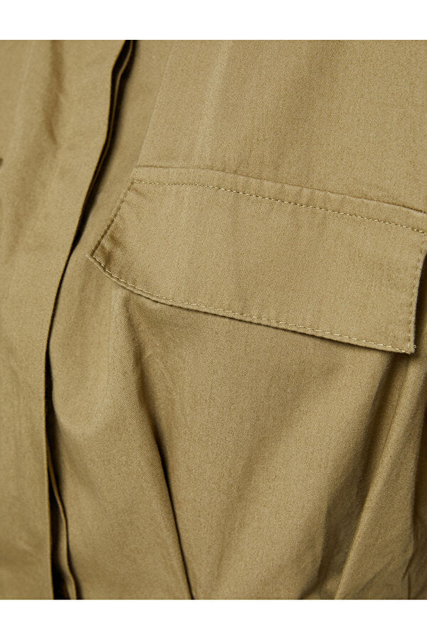 Koton Gabardine Pleated Pocket Cotton Shirt Dress - Trend Zone
