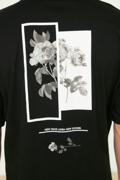 Men Oversize Flower Printed 100% Cotton T-Shirt