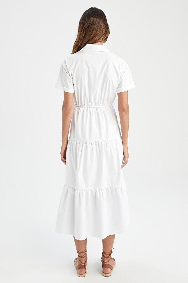 DeFacto Shirt Collar Lined Poplin Maxi Cotton Dress - Trend Zone