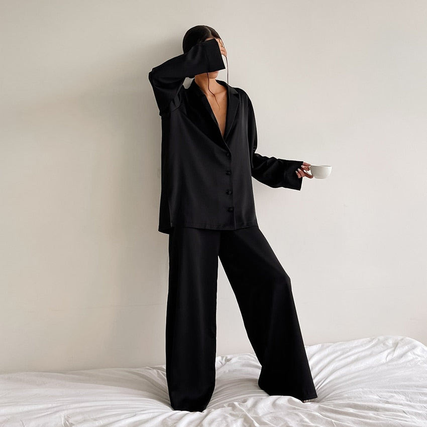 Satin Silk 2-Piece Pajamas For Women - Trend Zone