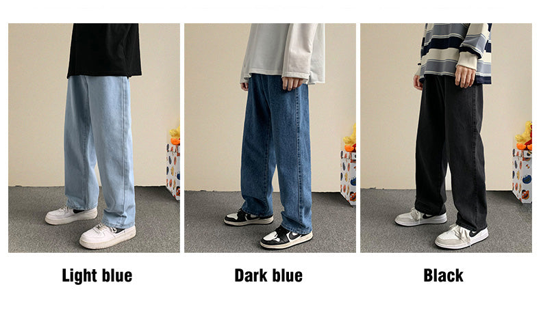 Men Straight Wide-Leg Baggy Jeans - Trend Zone