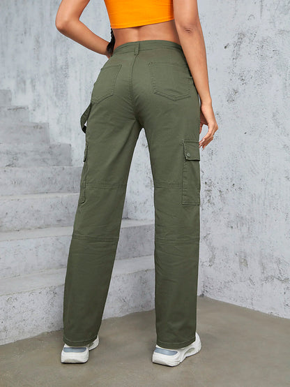 Vintage Cargo Pants Women Fashion 90s Clothes High Waist Straight Trousers - Trend Zone