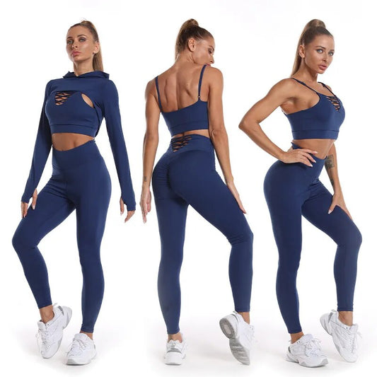 Women's Hooded Sports Yoga Suit