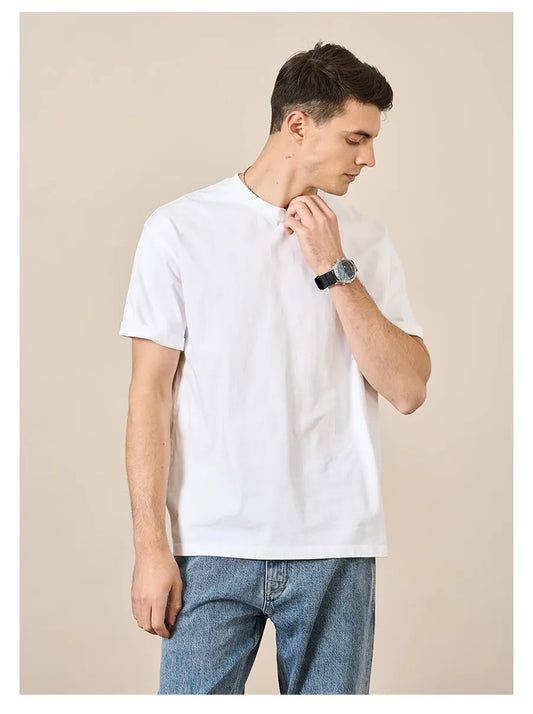 SIMWOOD 100% Cotton White Solid T Shirt