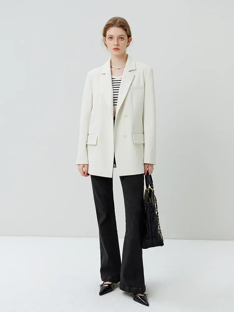 Notched Collar Oversized Women Simple Blazers - Trend Zone