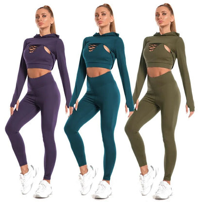 Women's Hooded Sports Yoga Suit - Trend Zone